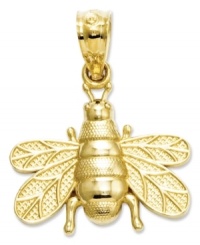 A perfect symbol for the strong, hard-worker, this bee charm offers a note of encouragement and gleaming beauty in 14k polished and satin gold. Chain not included. Approximate drop length: 3/4 inch. Approximate drop width: 3/5 inch. A perfect symbol for the strong, hard-worker, this bee charm offers a note of encouragement and gleaming beauty in 14k polished and satin gold. Chain not included. Approximate drop length: 3/4 inch. Approximate drop width: 3/5 inch.