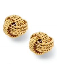 All you need is love. Giani Bernini's symbolic love knot studs will remind you every time you wear them. Crafted in 24k gold over sterling silver. Approximate diameter: 1/3 inch. All you need is love. Giani Bernini's symbolic love knot studs will remind you every time you wear them. Crafted in 24k gold over sterling silver. Approximate diameter: 1/3 inch.