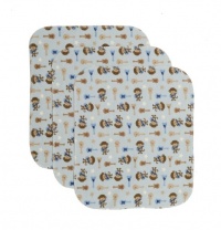 Carter's 3 Count Keep Me Dry Flannel Lap Pads, Monkey Rock Star Carter's 3 Count Keep Me Dry Flannel Lap Pads, Monkey Rock Star