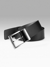 Casual design in durable Italian leather with silvertone buckle. About 1½ wide Imported Casual design in durable Italian leather with silvertone buckle. About 1½ wide Imported