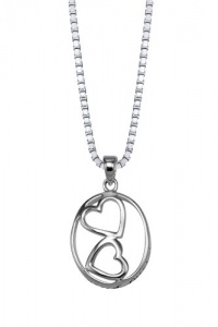 Sterling Silver Two Hearts United Forever In Love Double Heart Pendant Necklace, 18 Sterling Silver Two Hearts United Forever In Love Double Heart Pendant Necklace, 18