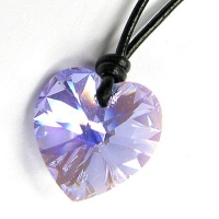 Swarovski Crystal Violet Ab Heart Love Charm Pendant 18mm Black Leather 1mm Necklace 14 16 18 20 22 24 Adjustable Swarovski Crystal Violet Ab Heart Love Charm Pendant 18mm Black Leather 1mm Necklace 14 16 18 20 22 24 Adjustable