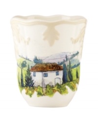 Lenox combines the vintage style of Butler's Pantry dinnerware with a quaint Italian landscape in the utterly charming Tuscan Sun accent mug. An elegant classic for casual dining with a raised leaf design and fluted edge in creamy shades of ivory. Lenox combines the vintage style of Butler's Pantry dinnerware with a quaint Italian landscape in the utterly charming Tuscan Sun accent mug. An elegant classic for casual dining with a raised leaf design and fluted edge in creamy shades of ivory.