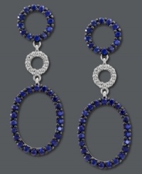 Blue-hued sparkle. Le Vian's stunning earrings feature cut-out circles and ovals decorated by round-cut sapphires (1-7/8 ct. t.w.) and diamonds (1/8 ct. t.w.). Set in 14k white gold. Approximate drop: 1-1/2 inches. Blue-hued sparkle. Le Vian's stunning earrings feature cut-out circles and ovals decorated by round-cut sapphires (1-7/8 ct. t.w.) and diamonds (1/8 ct. t.w.). Set in 14k white gold. Approximate drop: 1-1/2 inches.