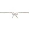 Sterling Silver 9 + 1 Inch Extension Rhodium Plated Anklet with CZ Bow