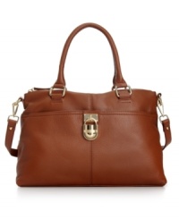 Let your look take shape with this ladylike satchel silhouette from Calvin Klein. Crafted in gorgeous leather with signature golden hardware, it adds instant luxe appeal to any outfit. Let your look take shape with this ladylike satchel silhouette from Calvin Klein. Crafted in gorgeous leather with signature golden hardware, it adds instant luxe appeal to any outfit.