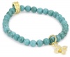 Queen Baby 6mm Turquoise Bead Bracelet with 18K Vermeil Pave Cubic-Zirconia MB Cross