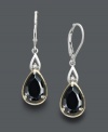 Stay on top of the latest trends in these stylish teardrop earrings. Pear-cut onyx (3-3/4 ct. t.w.) makes a bold statement against a sterling silver and 14k gold setting. A round-cut diamond accent adds sparkle to boot! Approximate drop: 1-1/2 inches.