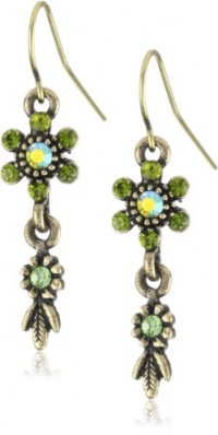 1928 Jewelry Burnished Collectibles Green Peridot Color Drop Earrings