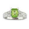 Sterling Silver Peridot and Diamond Ring (1 1/2 cttw)