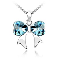 Contessa Bella Fancy Genuine 18k White Gold Plated Aqua Blue Swarovski Austrian Crystal Elements Princess Heart Ribbon Bow Women Charm Pendant Necklace Elegant Silver Color Crystal Jewelry Contessa Bella Fancy Genuine 18k White Gold Plated Aqua Blue Swarovski Austrian Crystal Elements Princess Heart Ribbon Bow Women Charm Pendant Necklace Elegant Silver Color Crystal Jewelry