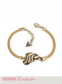 GUESS Gold-Tone Tiger-Print Heart Bracelet, GOLD GUESS Gold-Tone Tiger-Print Heart Bracelet, GOLD