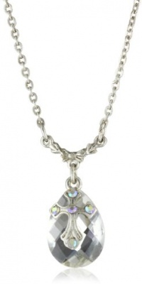 The Vatican Library Collection Silver-Tone and Crystal Ab Briolette Cross Necklace, 16 The Vatican Library Collection Silver-Tone and Crystal Ab Briolette Cross Necklace, 16