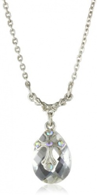 The Vatican Library Collection Silver-Tone and Crystal Ab Briolette Cross Necklace, 16