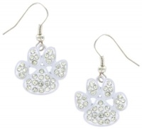 Paw Print White Pave Crystal & Enamel Dangle Earrings Paw Print White Pave Crystal & Enamel Dangle Earrings