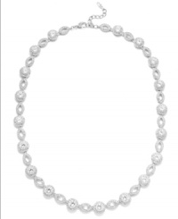 Glamour and elegance combine. Eliot Danori's beautifully-crafted collar necklace combines open cut marquise-shaped links and circles decorated by cubic zirconias and crystals (19 ct. t.w.). Set in silver tone mixed metal. Approximate length: 16 inches + 2-inch extender.