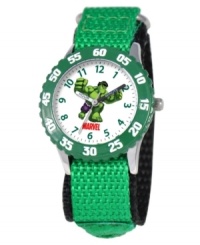 Hulk smash! Help your kids stay on time with this fun Time Teacher watch from Marvel. Featuring iconic character, the Incredible Hulk, the hands are clearly labeled for easy reading. Hulk smash! Help your kids stay on time with this fun Time Teacher watch from Marvel. Featuring iconic character, the Incredible Hulk, the hands are clearly labeled for easy reading.