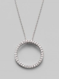 From the Tine Treasures Collection. A simple circle shimmers and sparkles, outlined in diamonds and dangling from a chain of 18K white gold.Diamond, 0.26 tcw 18k white gold Chain length adjusts from about 16 to 18 Pendant diameter, about 0.75 Lobster clasp Made in Italy