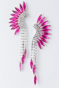 Indian Headdress Crystal Statement Earrings (Fuchsia)