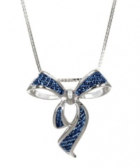 Sterling Silver Blue Denim Bow Necklace, 18 Sterling Silver Blue Denim Bow Necklace, 18