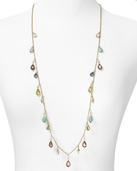 For eye-catching accessorizing, this delicate, 14-karat gold chain necklace from Lauren Ralph Lauren ticks the right boxes, accented by multi-colored stones. For eye-catching accessorizing, this delicate, 14-karat gold chain necklace from Lauren Ralph Lauren ticks the right boxes, accented by multi-colored stones.