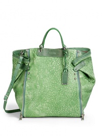 THE LOOKTextured lambskin body with cowhide trimContrast double top handlesRemovable, adjustable contrast crossbody strapContrast logo ID tagMagnetic top closureEmbossed logo on contrast collarZip details along side gussetsFold-over gusset with contrast tab and stud closureOne inside zip pocketTwo inside open pocketsInside logo detailTHE MEASUREMENTDouble top handles, 4 dropAdjustable crossbody strap THE LOOKTextured lambskin body with cowhide trimContrast double top handlesRemovable, adjustable contrast crossbody strapContrast logo ID tagMagnetic top closureEmbossed logo on contrast collarZip details along side gussetsFold-over gusset with contrast tab and stud closureOne inside zip pocketTwo inside open pocketsInside logo detailTHE MEASUREMENTDouble top handles, 4 dropAdjustable crossbody strap
