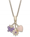 Embrace whimsy. Lily Nily's children's necklace features enamel flower, heart and butterfly pendants for a vibrant touch. Set in 18k gold over sterling silver. Item comes packaged in a signature Lily Nily Gift Box. Approximate length: 14 inches. Approximate drop: 1 inch.