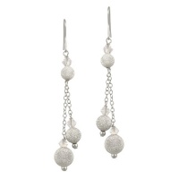 Sterling Silver Diamond Dusted Bead and Aurora Borealis Genuine Swarovski Crystallized Elements Double Drop French Wire Earrings 7.5 Sterling Silver Diamond Dusted Bead and Aurora Borealis Genuine Swarovski Crystallized Elements Double Drop French Wire Earrings 7.5