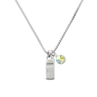 Silver Cellphone Charm Necklace with AB Crystal Drop Silver Cellphone Charm Necklace with AB Crystal Drop