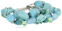 NINE WEST VINTAGE AMERICA Rock On Worn Silver-Tone Triple Row Turquoise Bracelet NINE WEST VINTAGE AMERICA Rock On Worn Silver-Tone Triple Row Turquoise Bracelet