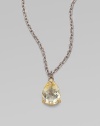 From the La Petite Collection. A pear shaped drop of faceted canary crystal on a textured sterling silver chain.Canary crystal 18K yellow gold Sterling silver Length, about 17 Lobster clasp closure Imported 