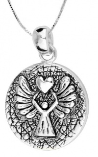 Sterling Silver Guardian Angel Protect Me Wherever I Go and Keep Me From Harm Reversible Pendant Necklace with Angel, 18