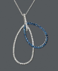 This dramatic piece from the Effy Collection looks like two glistening teardrops. Pendant features a double drop design, one with round-cut sapphire (3/4 ct. t.w.), the other with round-cut diamond (1/3 ct. t.w.). Set in 14k white gold. Approximate length: 18 inches. Approximate drop: 1-1/2 inch. This dramatic piece from the Effy Collection looks like two glistening teardrops. Pendant features a double drop design, one with round-cut sapphire (3/4 ct. t.w.), the other with round-cut diamond (1/3 ct. t.w.). Set in 14k white gold. Approximate length: 18 inches. Approximate drop: 1-1/2 inch.
