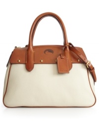Get carried away with this gorgeous bag that will easily transcend the seasons. The iconic emblem front and subtle goldtone accents perfectly detail this everyday design. Get carried away with this gorgeous bag that will easily transcend the seasons. The iconic emblem front and subtle goldtone accents perfectly detail this everyday design.