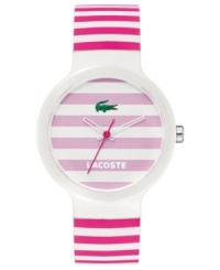 Sport some retro Lacoste style with this unisex Goa collection active watch. Sport some retro Lacoste style with this unisex Goa collection active watch.