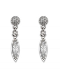 Perfect your look with pristine sparkle and shine. Swarovski earrings feature marquise-cut crystal drops suspended from a crystal-coated stud. Set in silver tone mixed metal. Approximate drop: 1-1/4 inches. Perfect your look with pristine sparkle and shine. Swarovski earrings feature marquise-cut crystal drops suspended from a crystal-coated stud. Set in silver tone mixed metal. Approximate drop: 1-1/4 inches.
