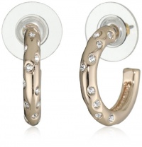 T Tahari Rose Gold Petite Hoop Earrings with Crystal T Tahari Rose Gold Petite Hoop Earrings with Crystal