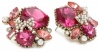 Betsey Johnson Iconic Fabulous Fuchsia Crystal Gem Cluster Stud Earrings