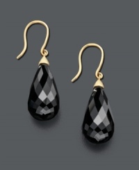Delight in divine inspiration. A faceted teardrop-shaped onyx (23-1/3 mm) by Effy Collection is complemented perfectly by a rich 14k gold setting. Approximate drop: 1-1/2 inches. Delight in divine inspiration. A faceted teardrop-shaped onyx (23-1/3 mm) by Effy Collection is complemented perfectly by a rich 14k gold setting. Approximate drop: 1-1/2 inches.