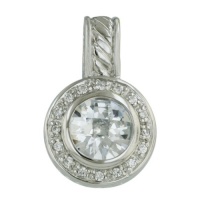 .925 Sterling Silver 10mm Chess cut Colorless cubic Zirconia Pendant .925 Sterling Silver 10mm Chess cut Colorless cubic Zirconia Pendant