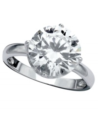 Single, sparkling perfection. CRISLU's solitaire ring features everyone's favorite engagement ring style with a round-cut cubic zirconia (4-1/6 ct. t.w.). Set in platinum over sterling silver. Size 5, 6, 7, 8 and 9. Single, sparkling perfection. CRISLU's solitaire ring features everyone's favorite engagement ring style with a round-cut cubic zirconia (4-1/6 ct. t.w.). Set in platinum over sterling silver. Size 5, 6, 7, 8 and 9.