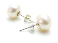 10MM Cream Ivory White Freshwater Cultured Pearl Stud Earrings for Women, 925 Sterling Silver Backings 10MM Cream Ivory White Freshwater Cultured Pearl Stud Earrings for Women, 925 Sterling Silver Backings