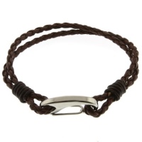 Men's 8 Brown Leather Bracelet With Stainless Steel Clasp Men's 8 Brown Leather Bracelet With Stainless Steel Clasp