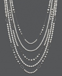 Polish your look in picturesque style. Necklace features five graduated strands of cultured freshwater pearls (6-10 mm) strung on delicate sterling silver strands of varying size and shape. Approximate lengths: 26, 29, 32, 35, and 38 inches. Polish your look in picturesque style. Necklace features five graduated strands of cultured freshwater pearls (6-10 mm) strung on delicate sterling silver strands of varying size and shape. Approximate lengths: 26, 29, 32, 35, and 38 inches.