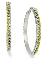 Flaunt the bold, exotic colors of Brasil. Green ribbon serves as the focal point of these FALCHI by Falchi braided hoops in silver tone mixed metal. Approximate diameter: 2-1/2 inches. Flaunt the bold, exotic colors of Brasil. Green ribbon serves as the focal point of these FALCHI by Falchi braided hoops in silver tone mixed metal. Approximate diameter: 2-1/2 inches.