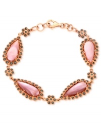 Very well-connected. Genevieve & Grace's link bracelet, crafted from 18k rose gold over sterling silver, dazzles with pink shells and marcasite adding a lustrous touch. Approximate length: 7-1/2 inches. Approximate width: 1/2 inch. Very well-connected. Genevieve & Grace's link bracelet, crafted from 18k rose gold over sterling silver, dazzles with pink shells and marcasite adding a lustrous touch. Approximate length: 7-1/2 inches. Approximate width: 1/2 inch.