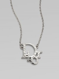 An iconic logo design that dazzles with brilliant crystals on a link chain. Palladium platedCrystalsLength, about 14Pendant size, about ¾Spring ring closureImported An iconic logo design that dazzles with brilliant crystals on a link chain. Palladium platedCrystalsLength, about 14Pendant size, about ¾Spring ring closureImported