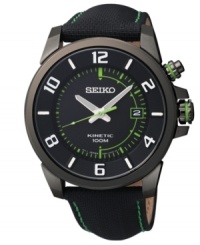 Powered by your own movement, this Kinetic watch from Seiko never needs a new battery. Powered by your own movement, this Kinetic watch from Seiko never needs a new battery.