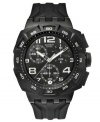 A sporty chronograph Swatch watch in all-black for a versatile look, from the Mister Chrono collection.