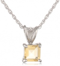 Sterling Silver 6mm Square-Cut Citrine Pendant Necklace Sterling Silver 6mm Square-Cut Citrine Pendant Necklace